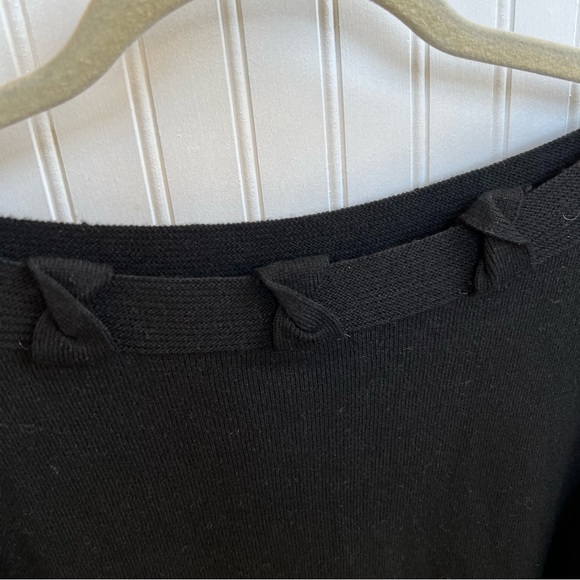 Avalin NWT Black Rabbit Fabric Short Sleeve Belted Boat Neck Tunic Sweater Large - Picture 4 of 8